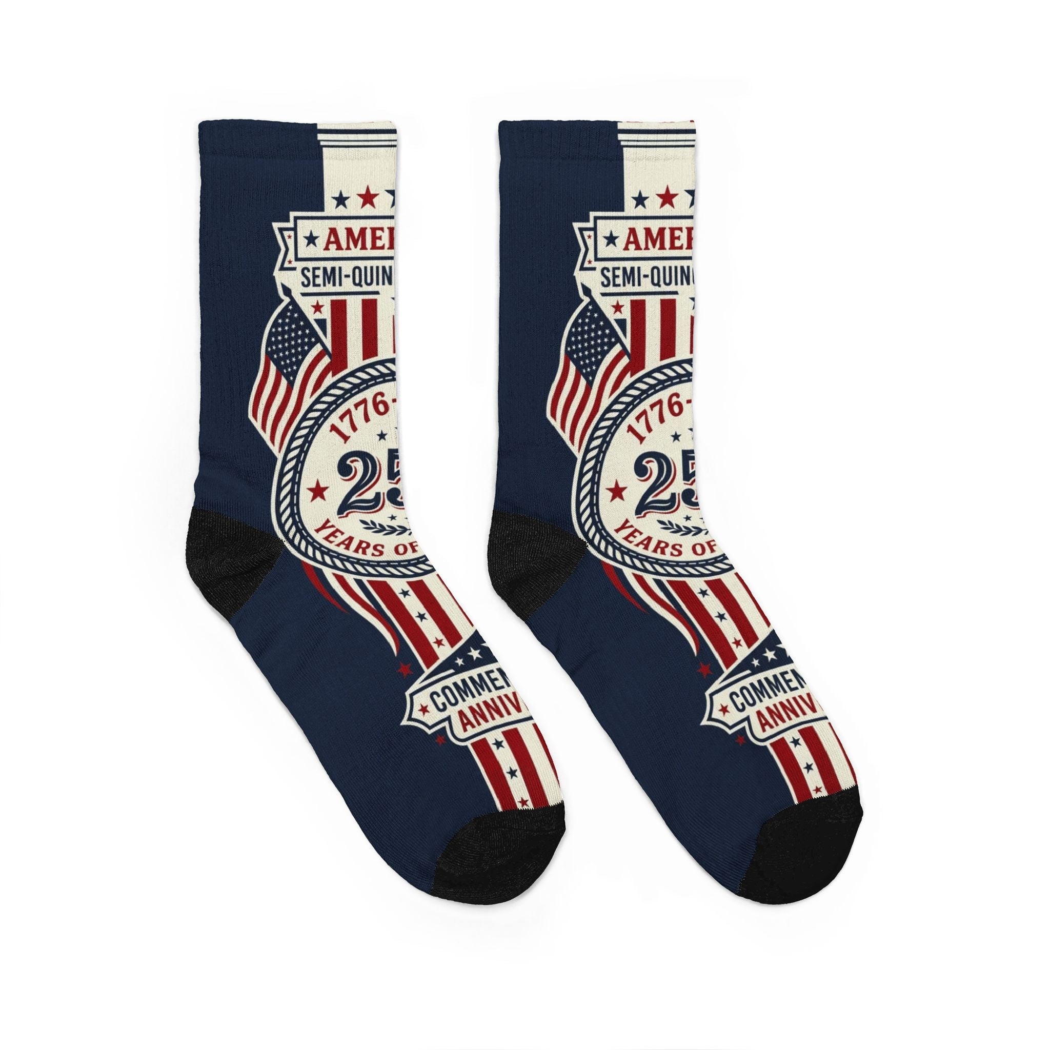 Patriotic 250th Anniversary Crew Socks – America Bicentennial Commemorative Design - PatriotDepot.com