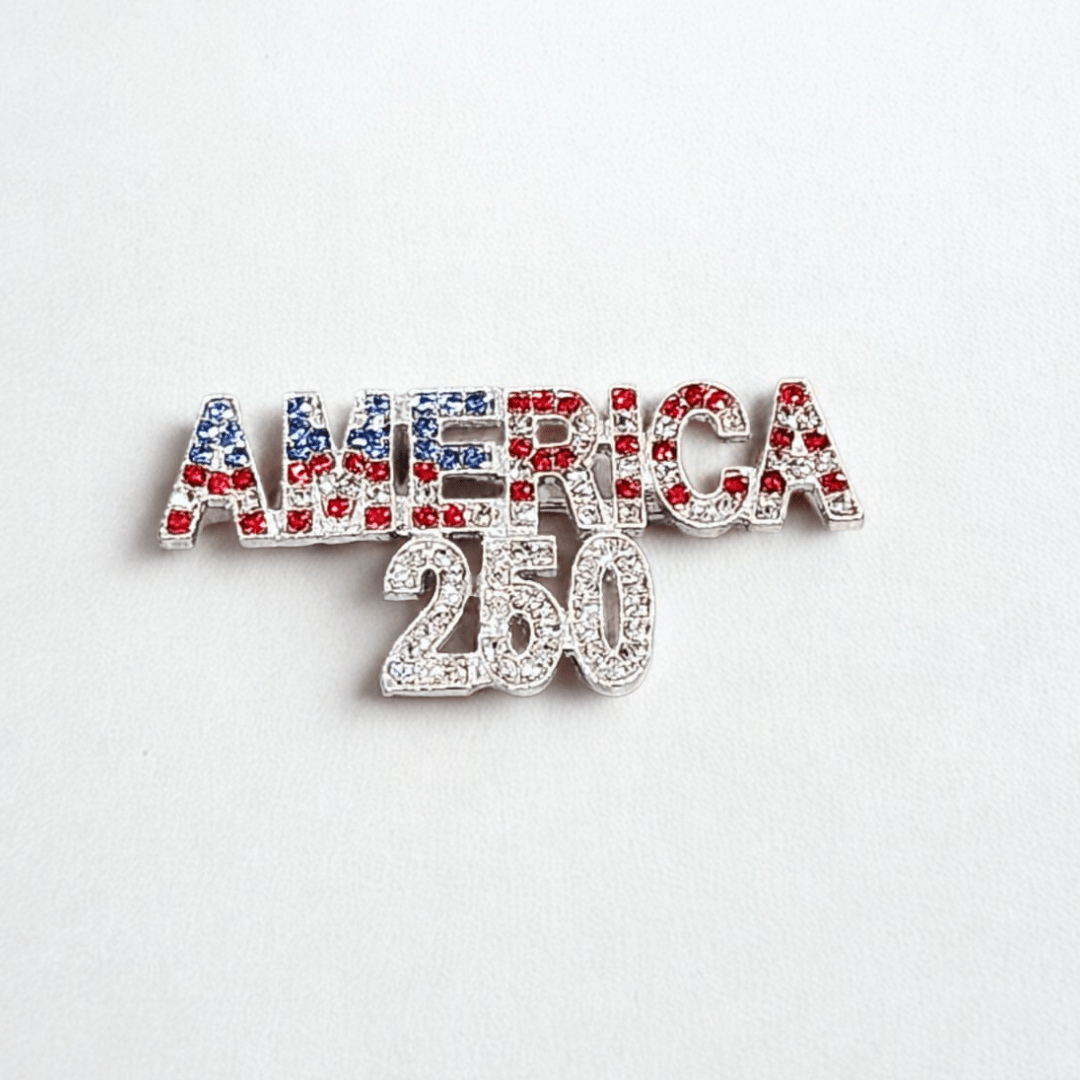 Patriotic 250th Anniversary Rhinestone Brooch - PatriotDepot.com