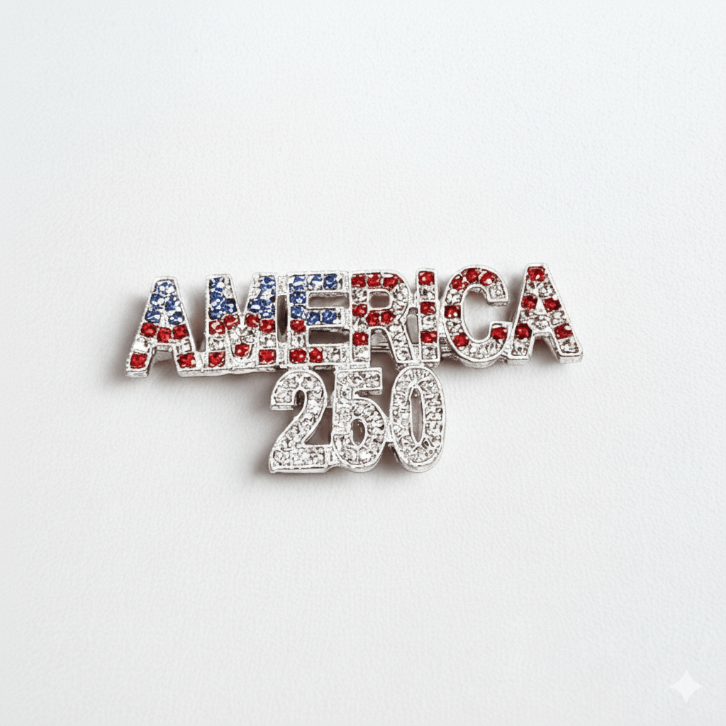 Patriotic 250th Anniversary Rhinestone Brooch - PatriotDepot.com