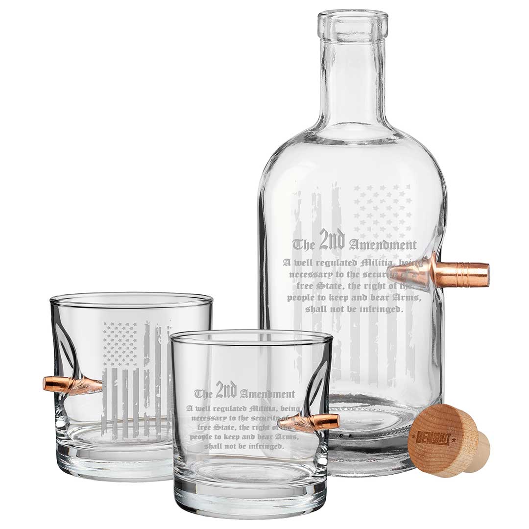 Patriotic 2nd Amendment Bullet Glasses & Decanters | Made in USA - PatriotDepot.com