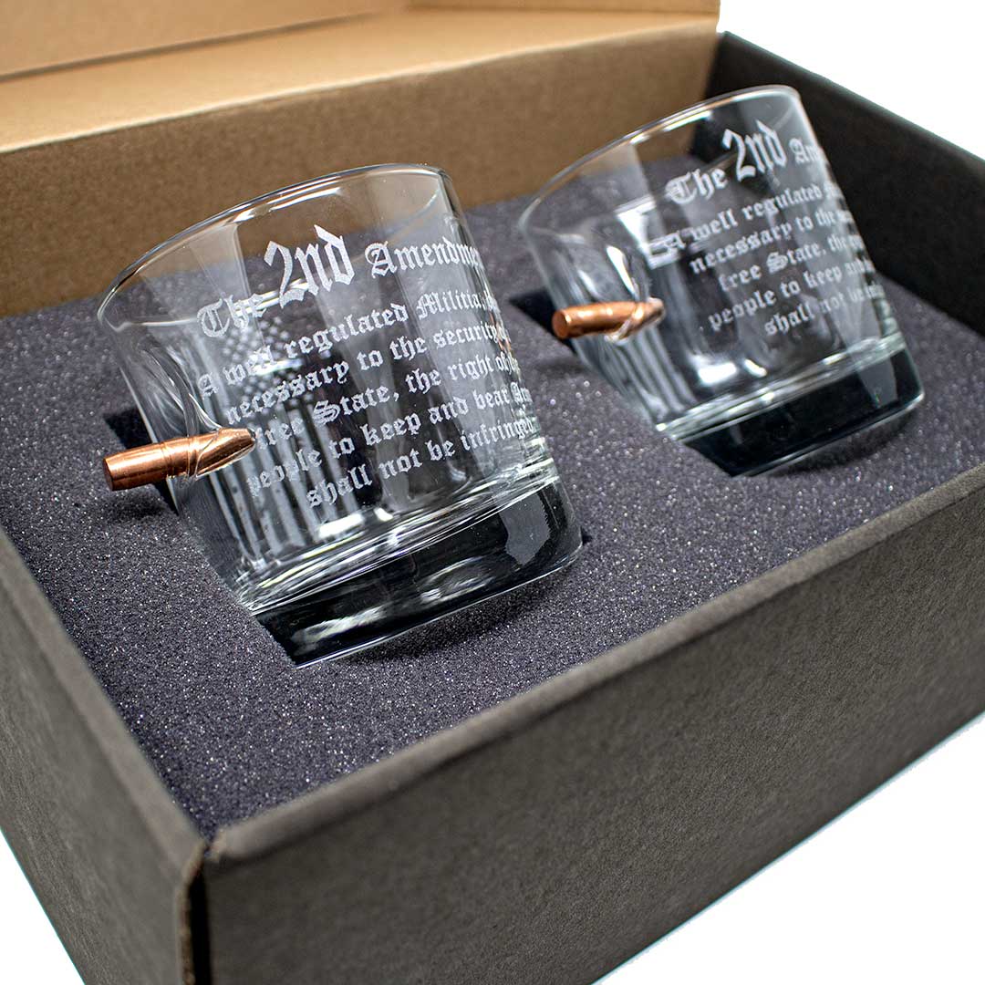 Patriotic 2nd Amendment Bullet Glasses & Decanters | Made in USA - PatriotDepot.com
