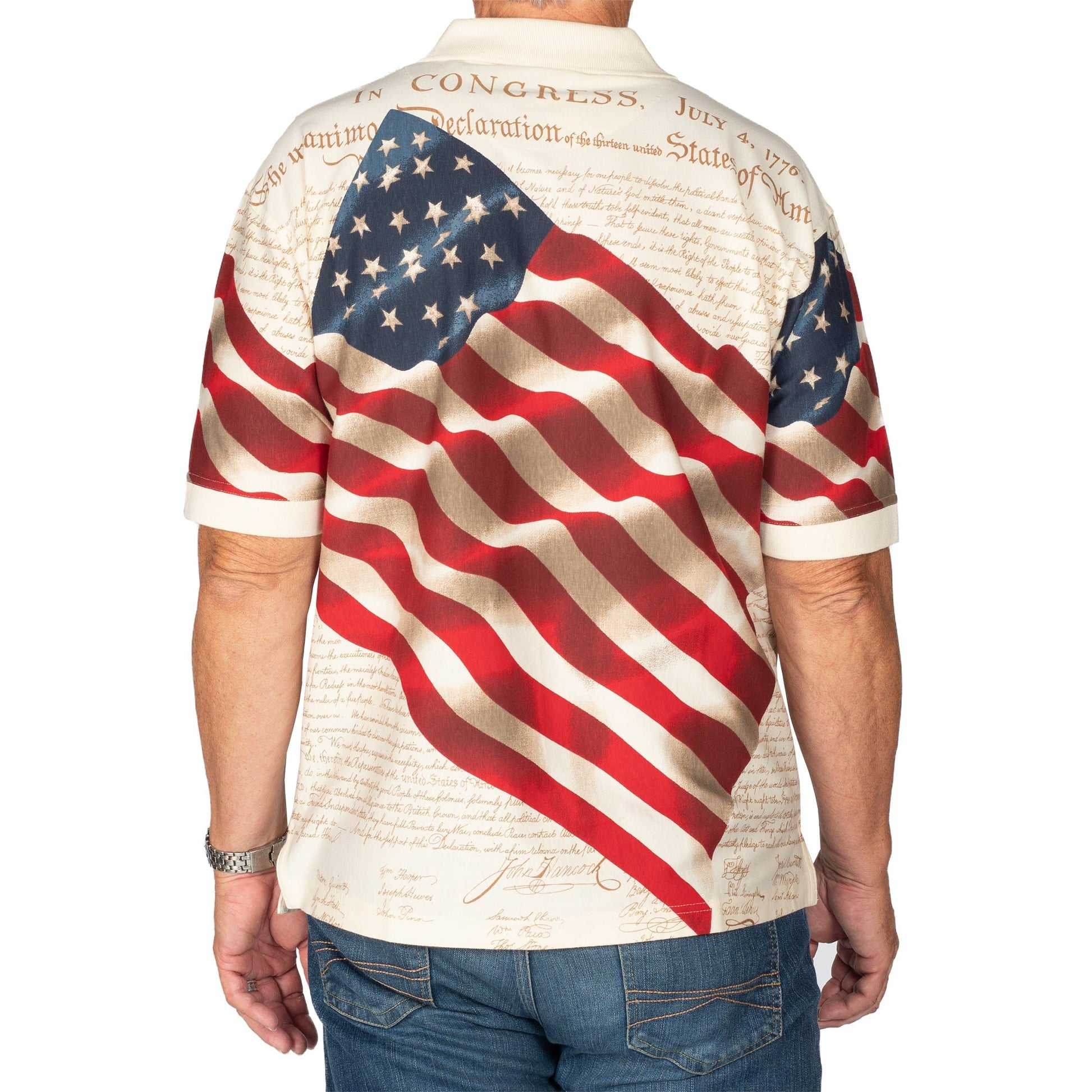Patriotic American Waving Polo Shirt (100% Chino Cotton) - PatriotDepot.com