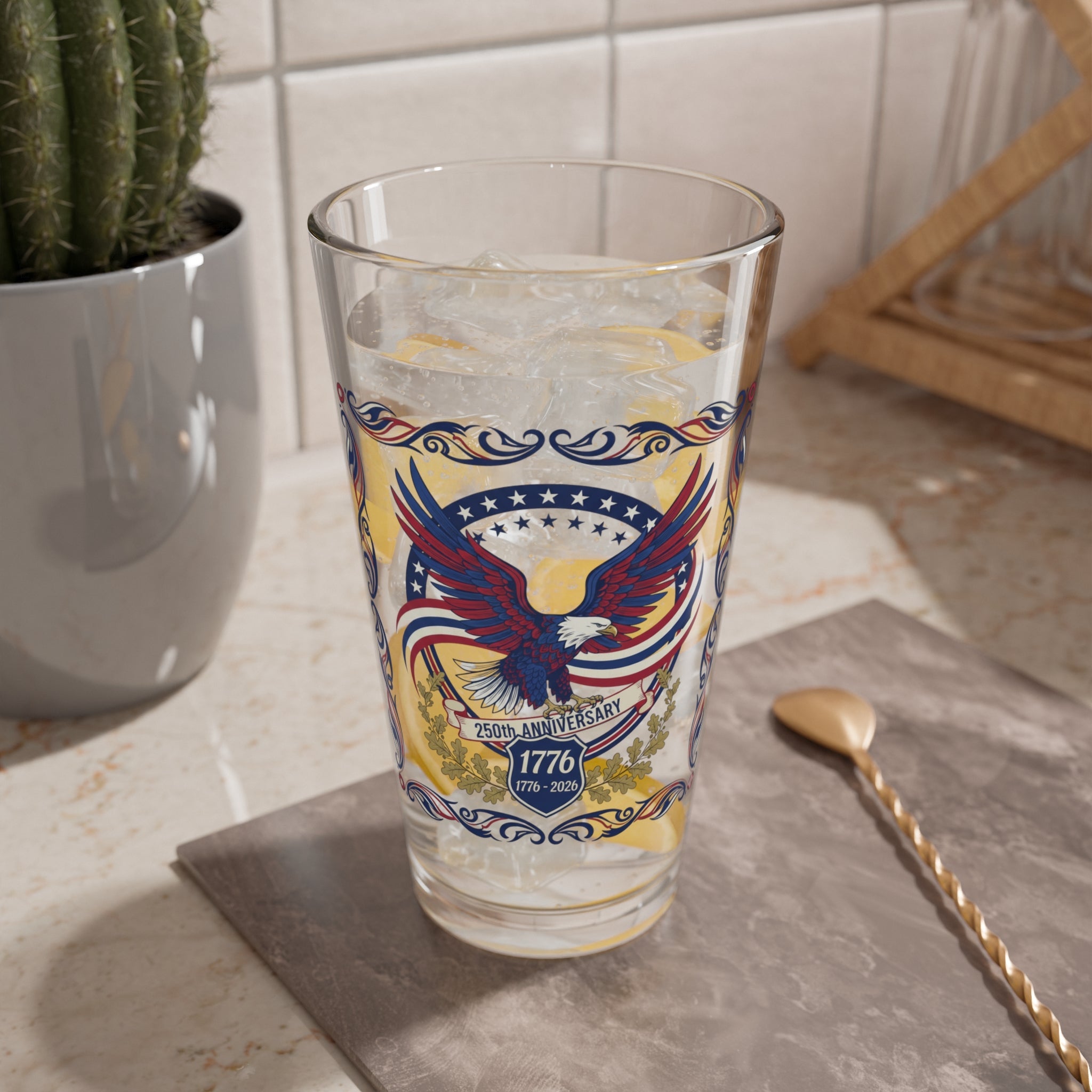 Patriotic Eagle American 1776 Celebration Glass - PatriotDepot.com