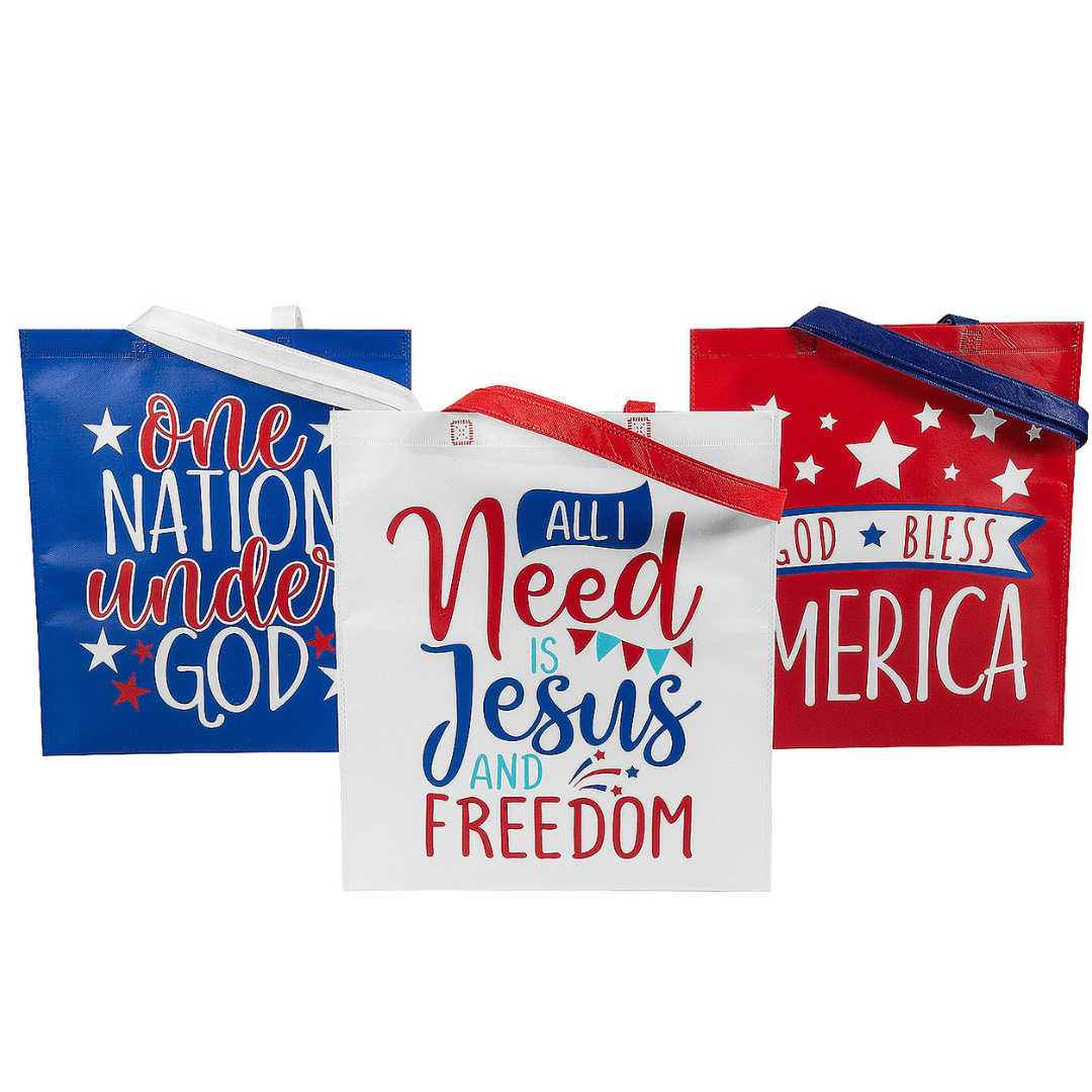 Patriotic Faith Tote Bags (3 - pk) - PatriotDepot.com
