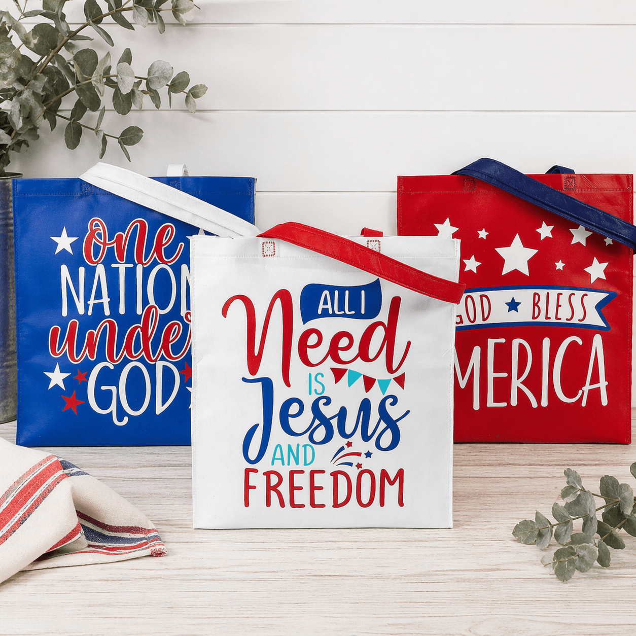 Patriotic Faith Tote Bags (3 - pk) - PatriotDepot.com