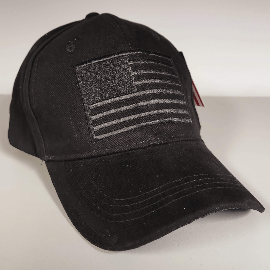 Patriotic Flag Patch Embroidered Hat (Blackout) - PatriotDepot.com
