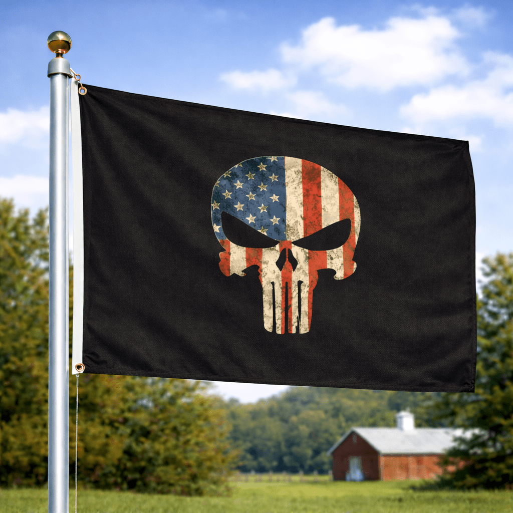Patriotic Freedom Skull Flag - PatriotDepot.com