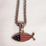 Patriotic Ichthys Fish Necklace - PatriotDepot.com