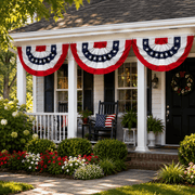 Patriotic Red, White, & Blue Fan Bunting America 250th 3'x5' (3 Pack) - PatriotDepot.com