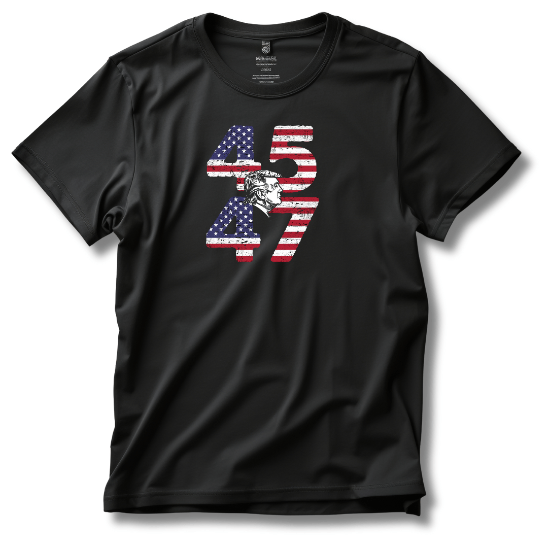 Patriotic Silhouette 45 47 Trump T-Shirt - PatriotDepot.com