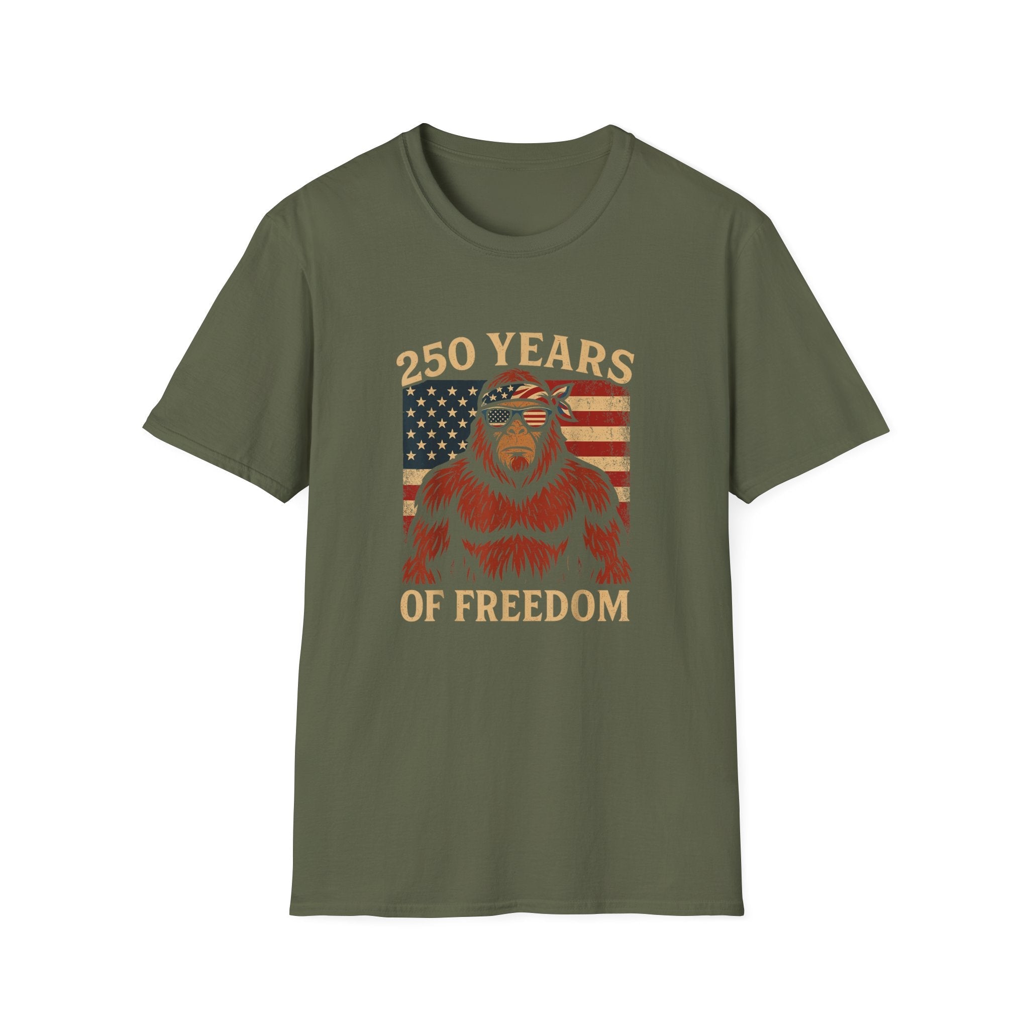 Patriotic Squatchin’ for Freedom – 250 Years Strong T-Shirt - PatriotDepot.com