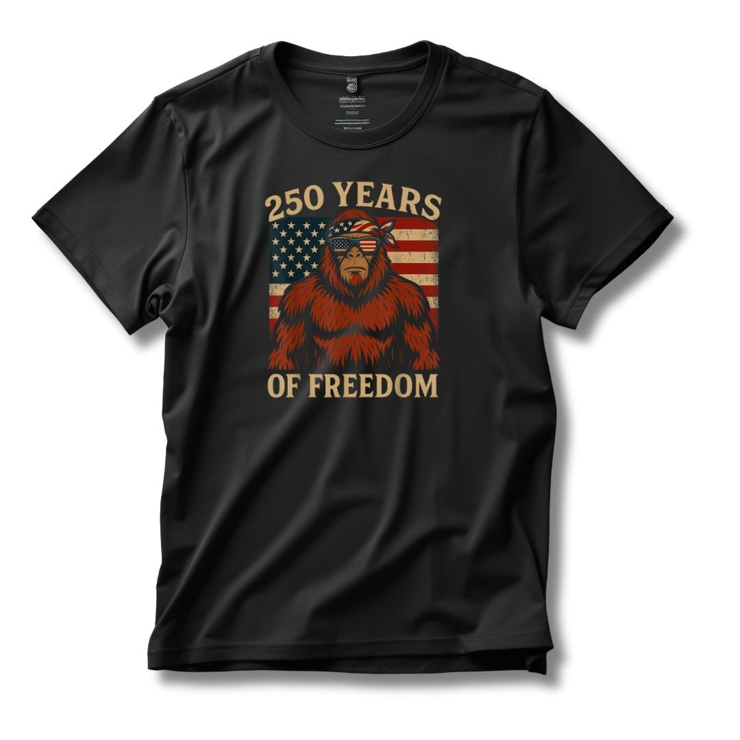 Patriotic Squatchin’ for Freedom – 250 Years Strong T-Shirt - PatriotDepot.com