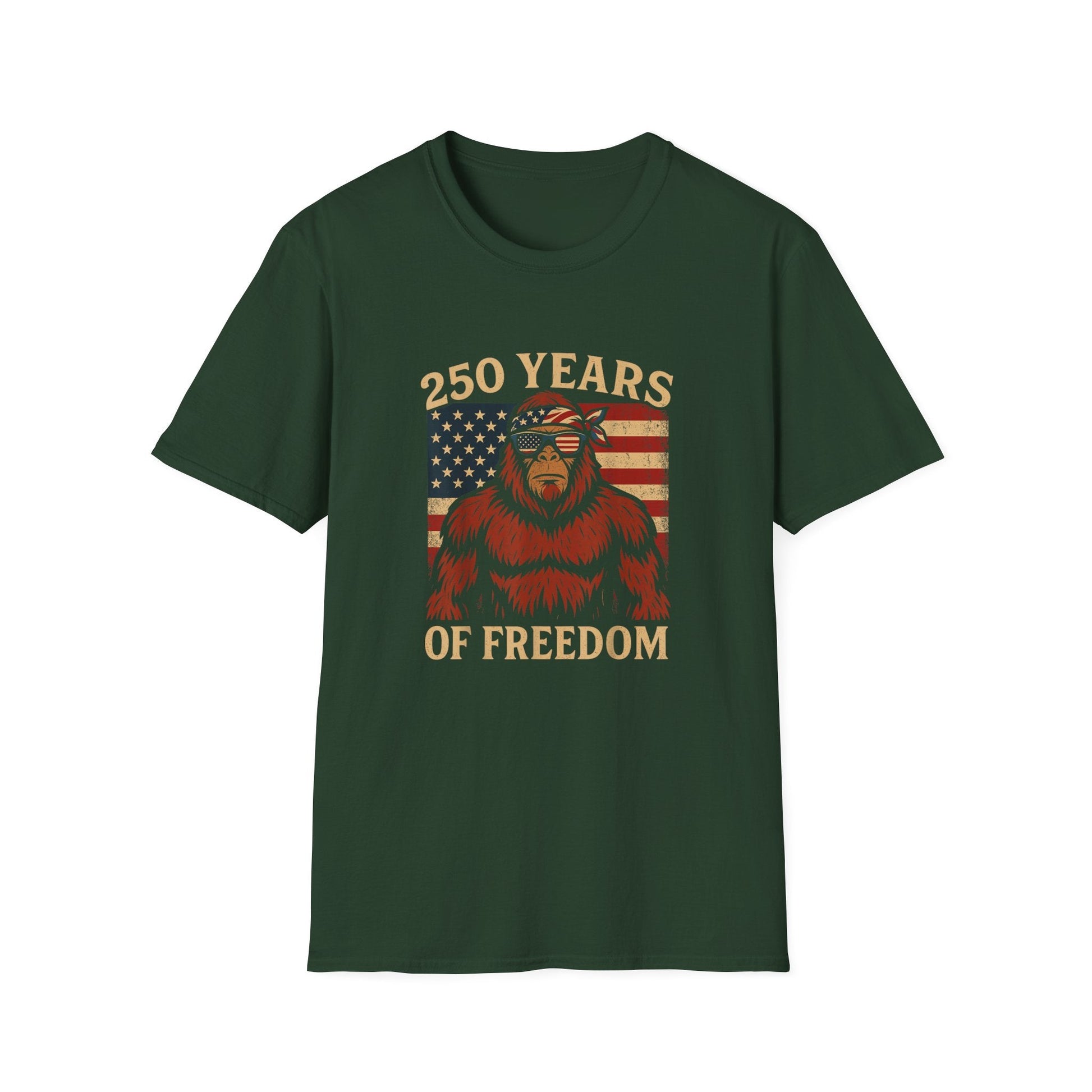 Patriotic Squatchin’ for Freedom – 250 Years Strong T-Shirt - PatriotDepot.com