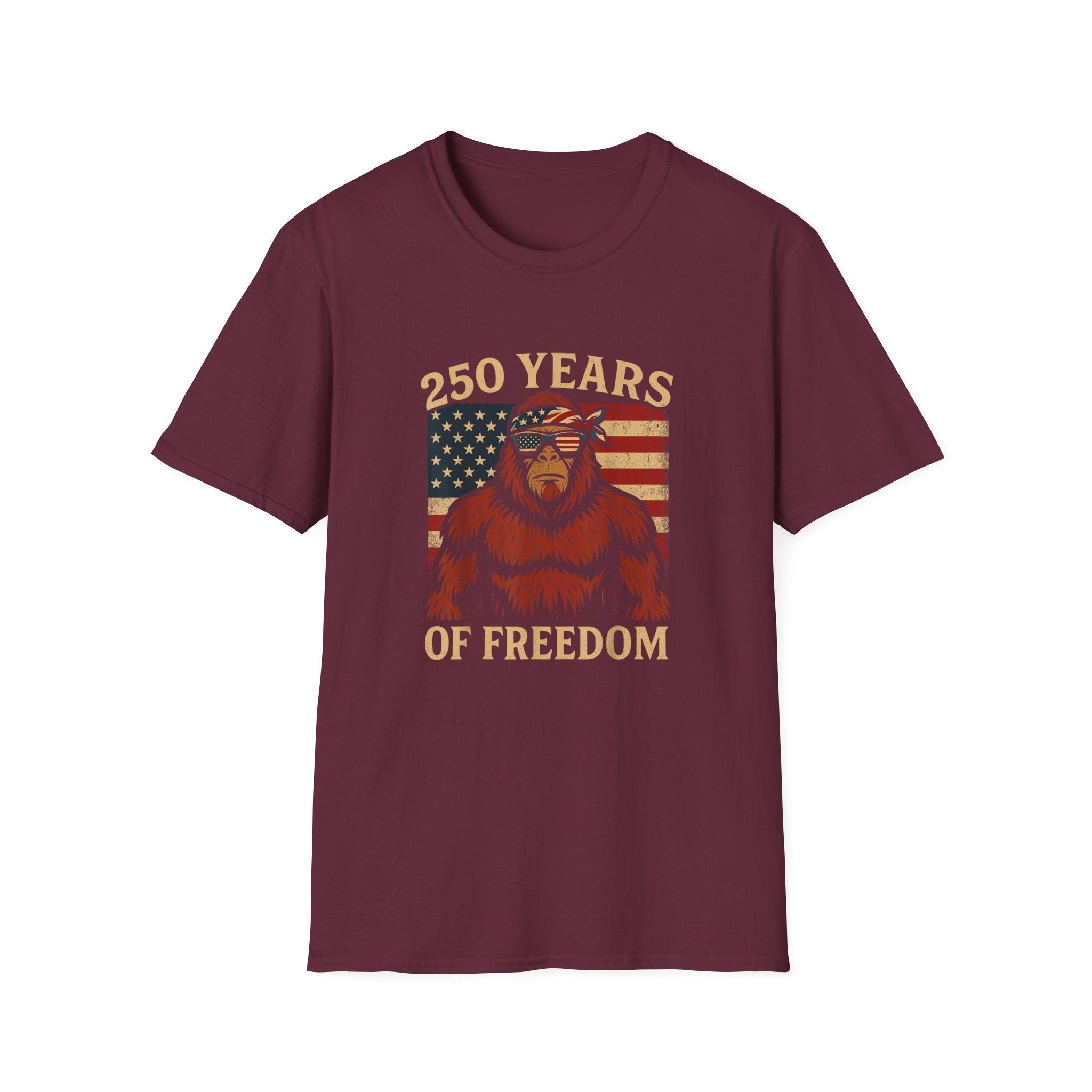 Patriotic Squatchin’ for Freedom – 250 Years Strong T-Shirt - PatriotDepot.com
