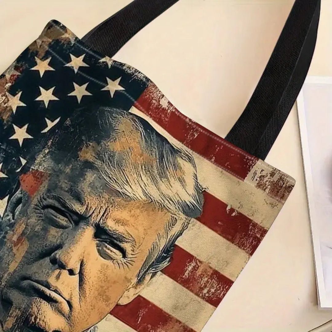 Patriotic Trump Flag Canvas Tote Bag - PatriotDepot.com