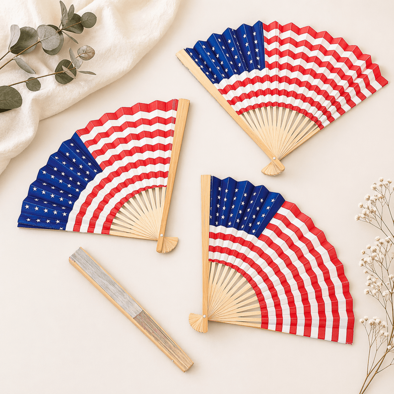 Patriotic Wood Hand Fan - PatriotDepot.com
