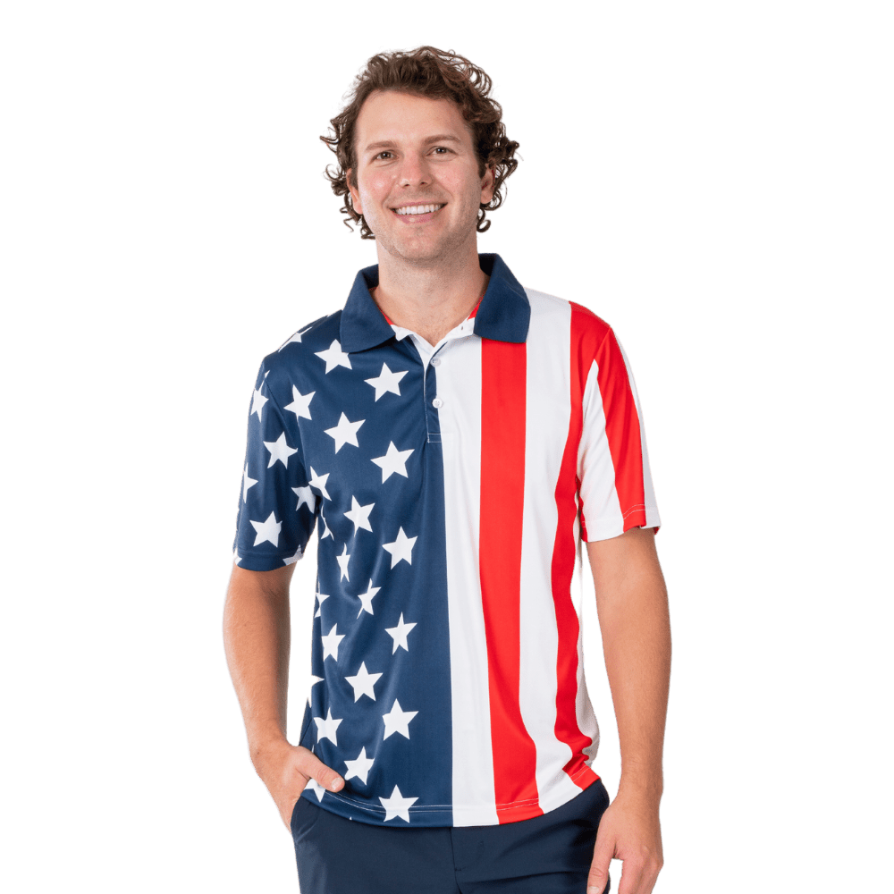 Performance Golf American Flag Polo Shirt - PatriotDepot.com