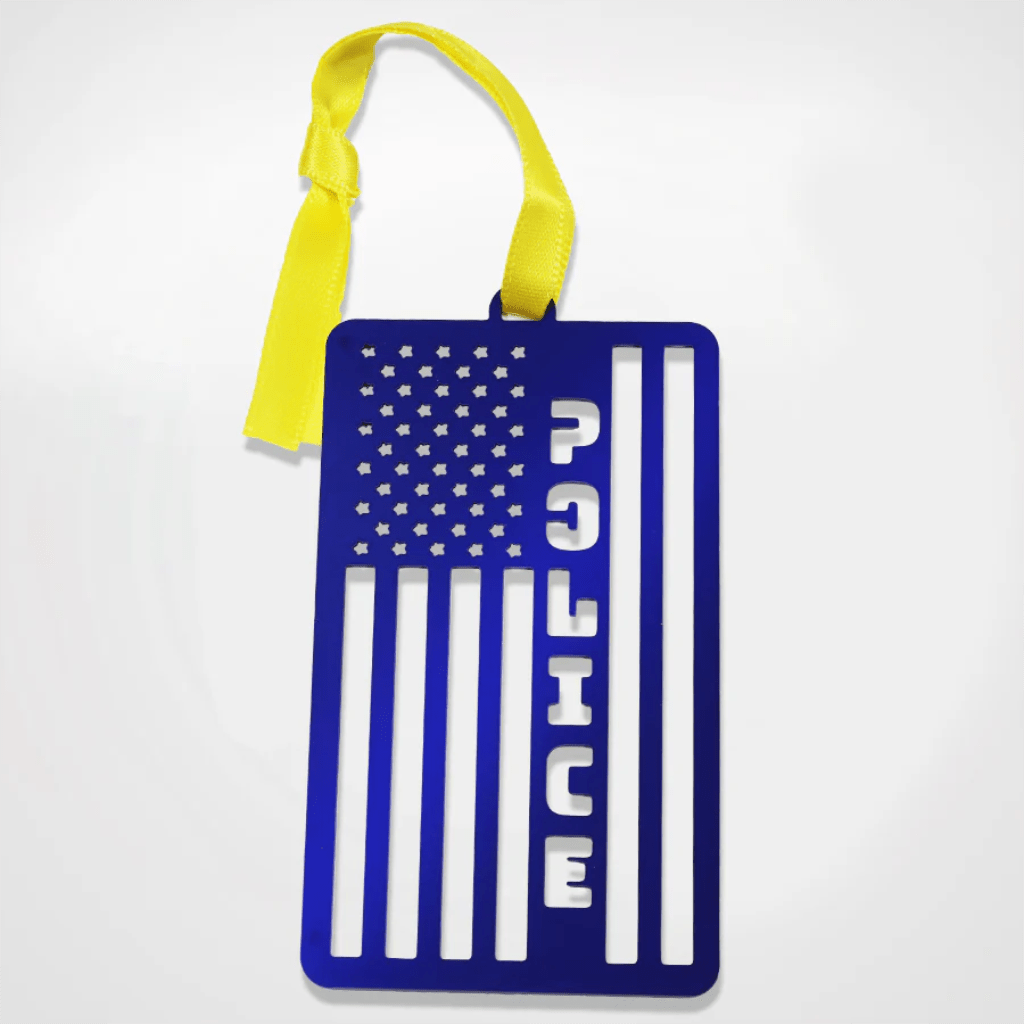Police Thin Blue Line Honor Ornament (Metallic Plating) - PatriotDepot.com