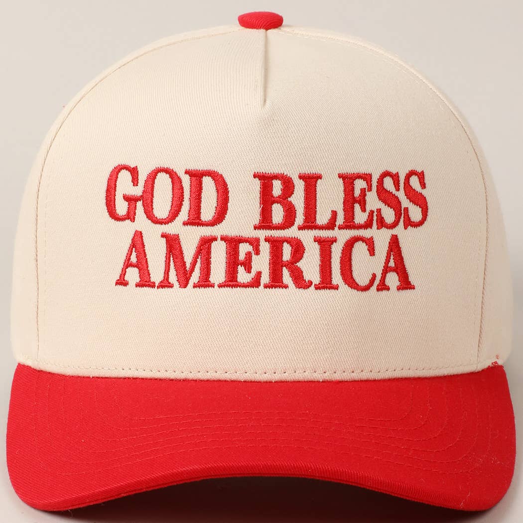 Premium God Bless America Two - Tone Embroidered Canvas Hat - PatriotDepot.com