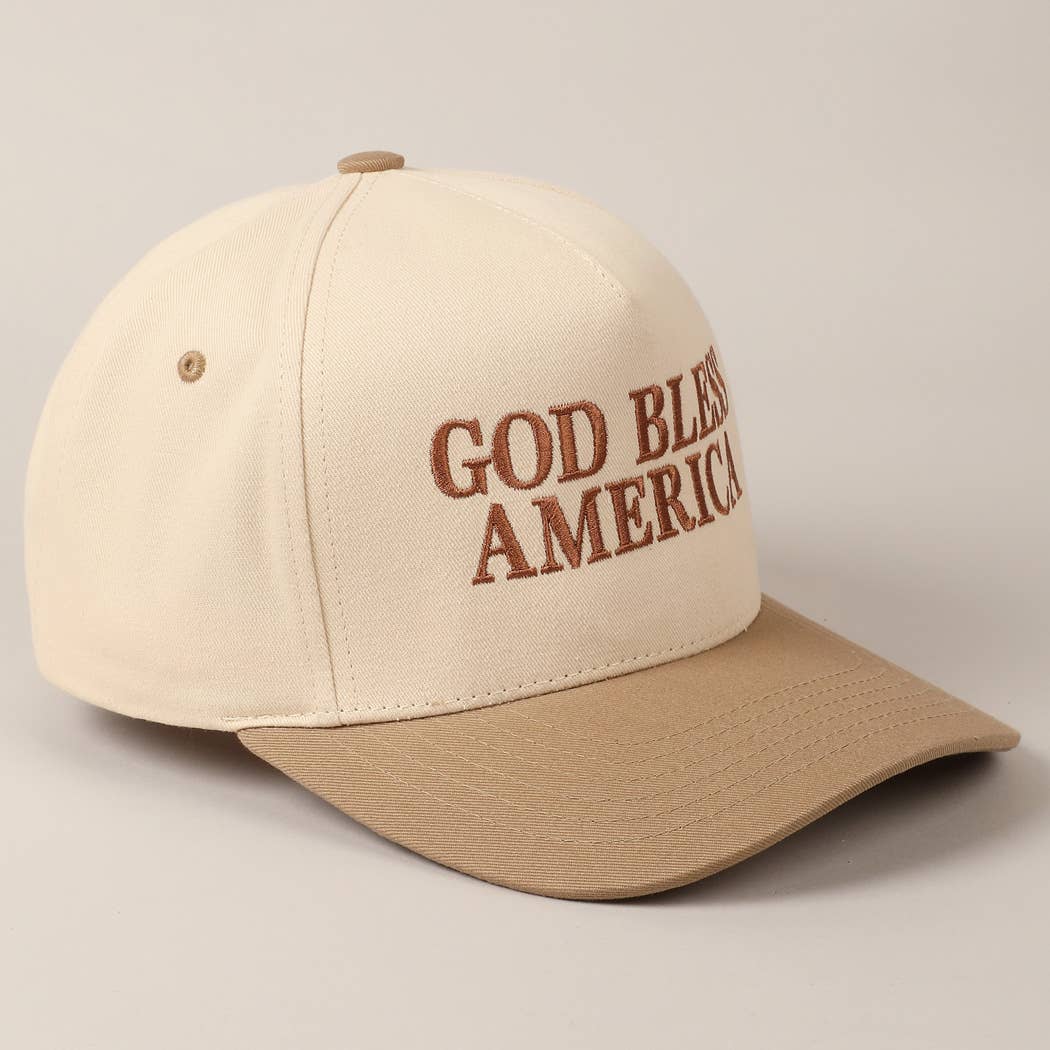 Premium God Bless America Two - Tone Embroidered Canvas Hat - PatriotDepot.com