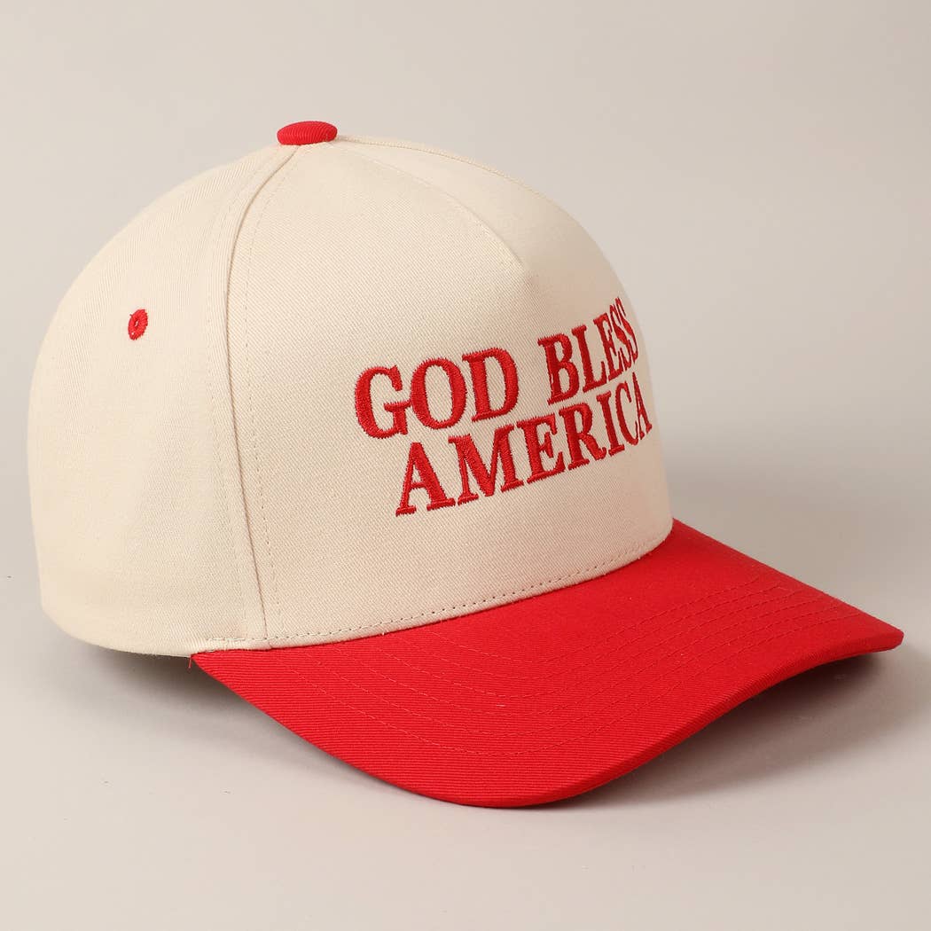 Premium God Bless America Two - Tone Embroidered Canvas Hat - PatriotDepot.com
