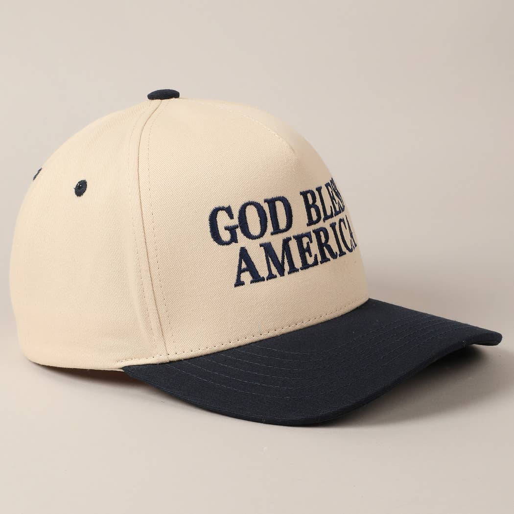 Premium God Bless America Two - Tone Embroidered Canvas Hat - PatriotDepot.com
