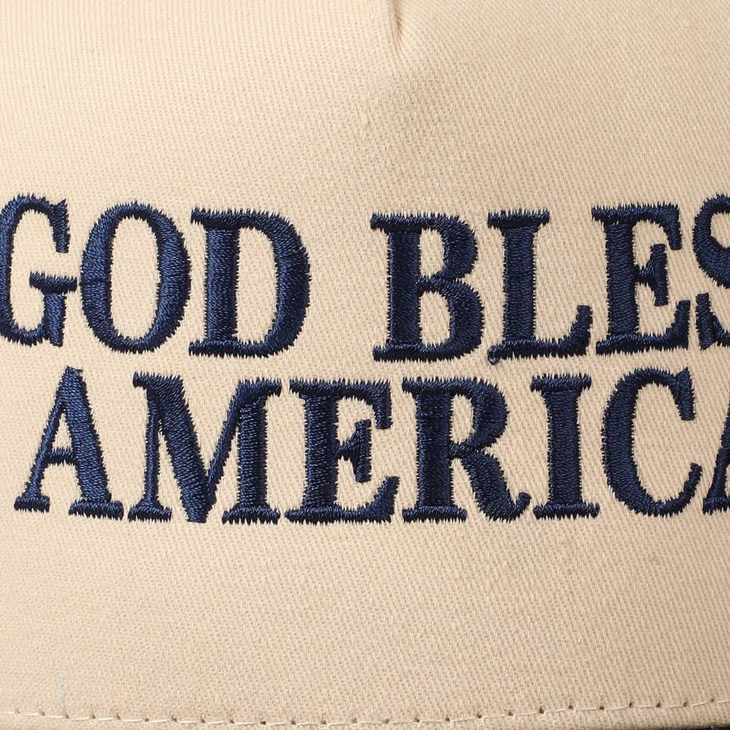 Premium God Bless America Two - Tone Embroidered Canvas Hat - PatriotDepot.com