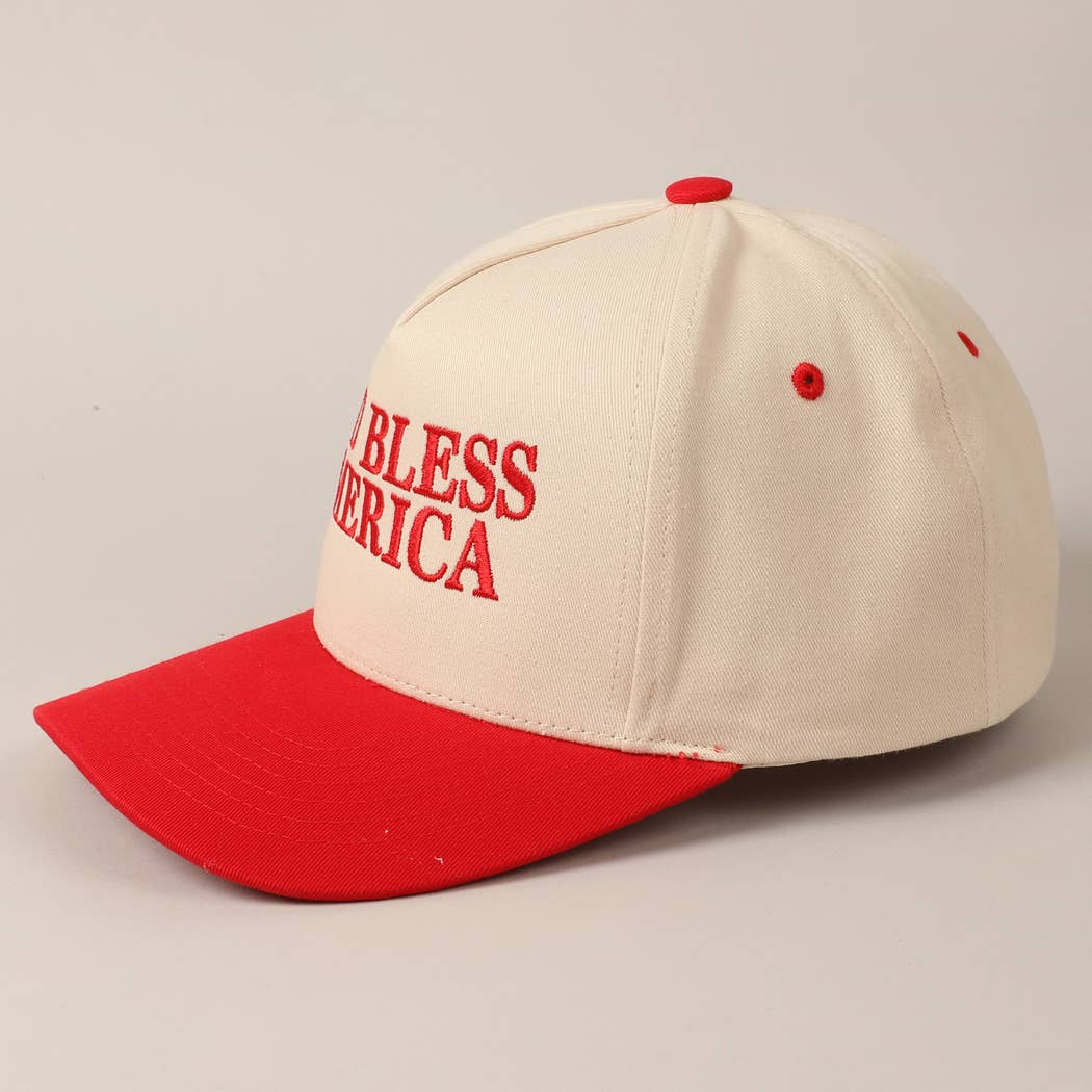 Premium God Bless America Two - Tone Embroidered Canvas Hat - PatriotDepot.com