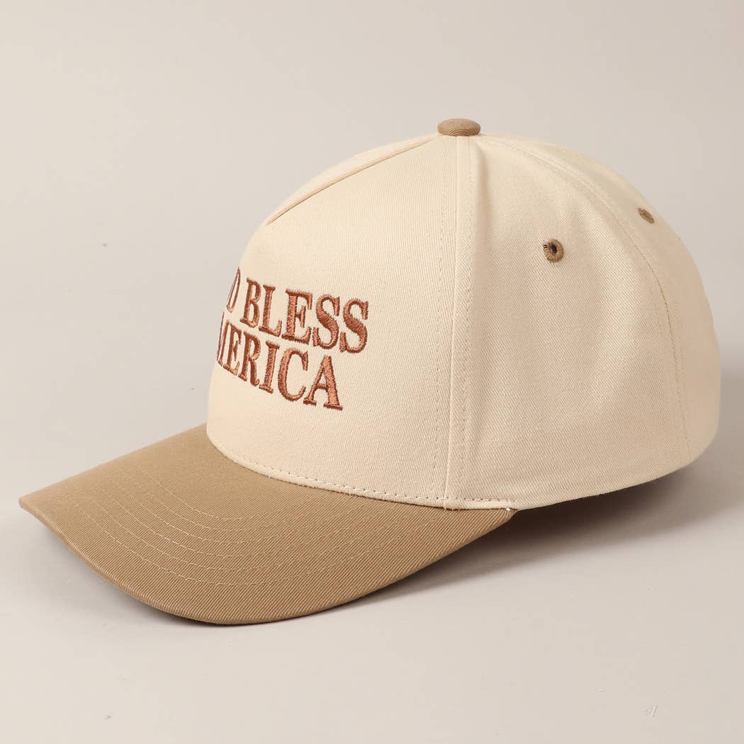 Premium God Bless America Two - Tone Embroidered Canvas Hat - PatriotDepot.com