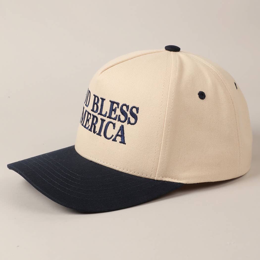 Premium God Bless America Two - Tone Embroidered Canvas Hat - PatriotDepot.com