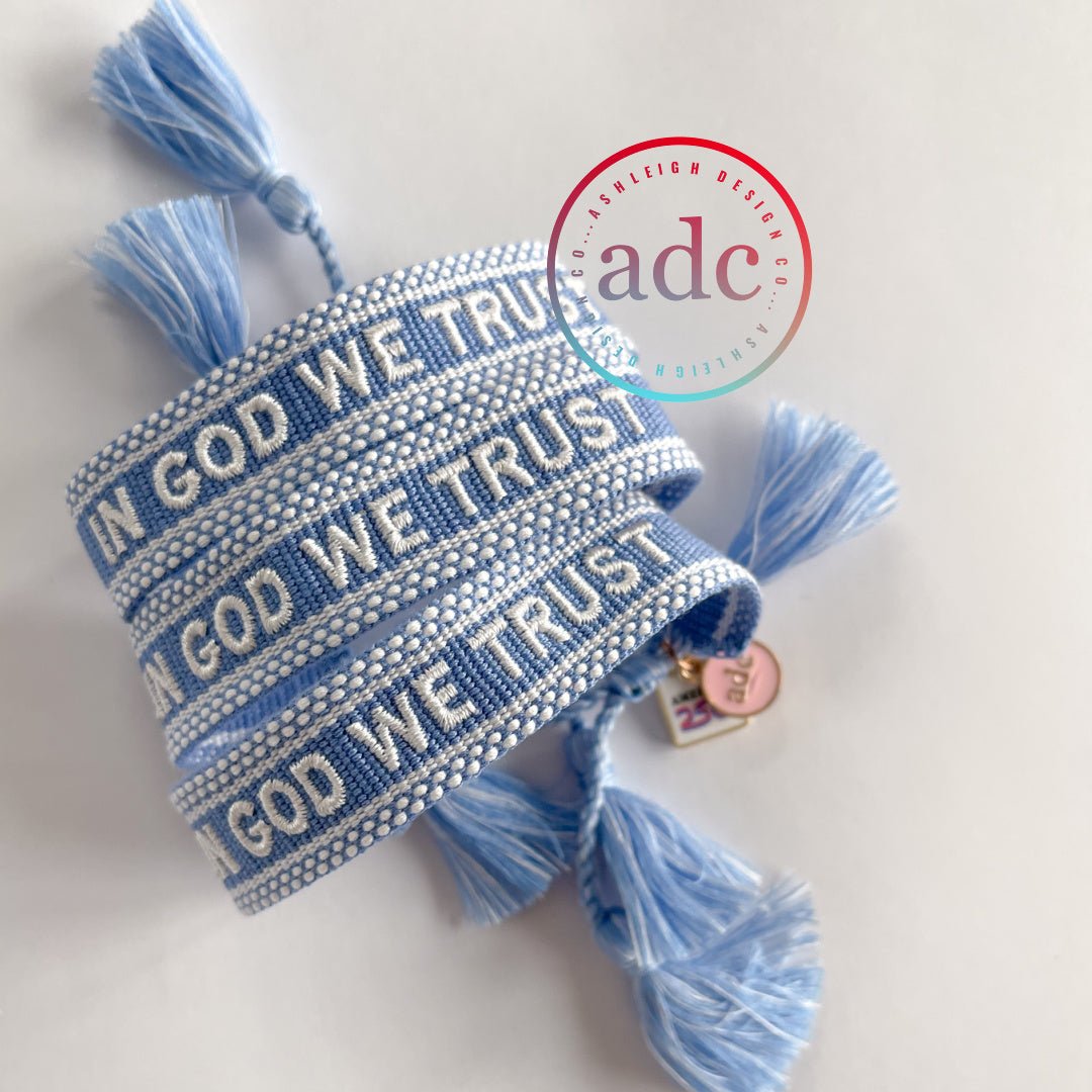 Premium In God We Trust with America250 Charm Woven Bracelet - PatriotDepot.com
