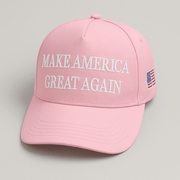 Premium Make America Great Again 45 - 47 Embroidered Hat (Light Pink) 4 - Sided Design - PatriotDepot.com