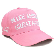 Premium Make America Great Again 45 - 47 Embroidered Hat (Pink) 4 - Sided Design - PatriotDepot.com