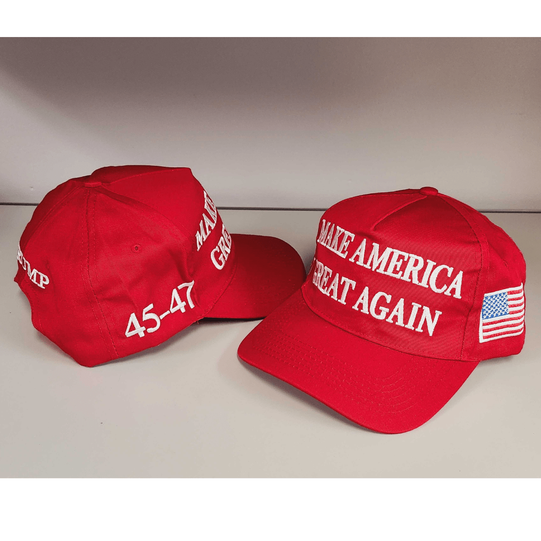 Premium Make America Great Again 45 - 47 Embroidered Hat (Red) 4 Sided Design - PatriotDepot.com