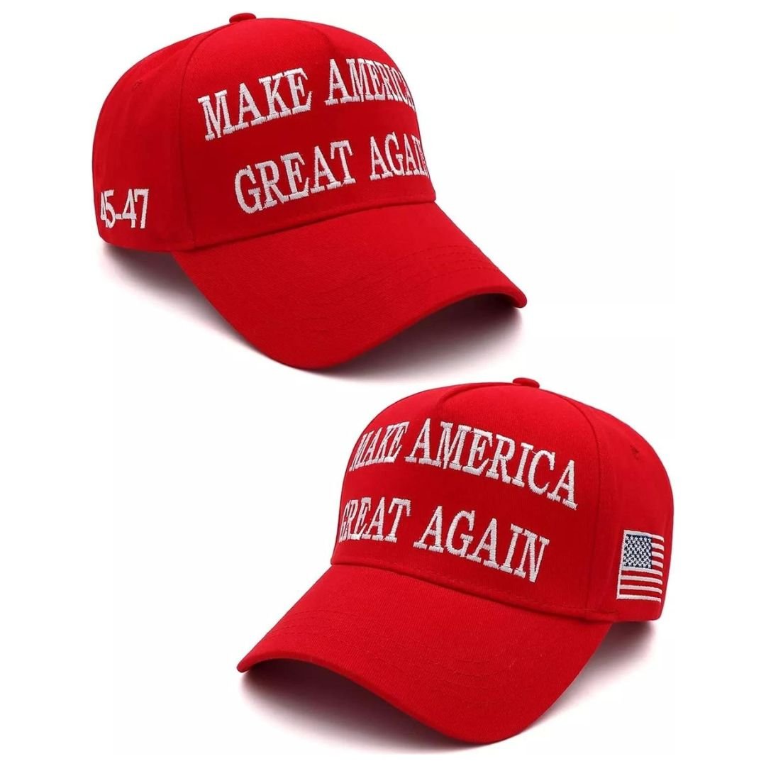 Premium Make America Great Again 45 - 47 Embroidered Hat (Red) 4 Sided Design - PatriotDepot.com