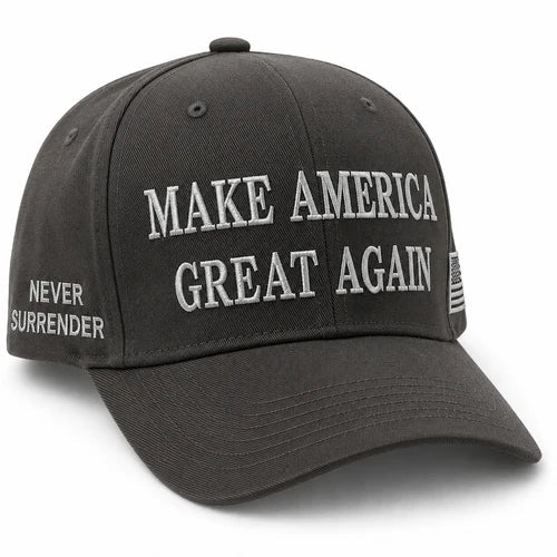 Premium Make America Great Again Embroidered Hat (Charcoal Grey) 4 Sided Design - PatriotDepot.com