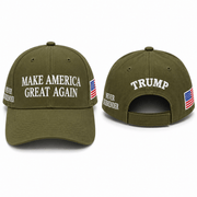 Premium Make America Great Again Embroidered Hat (Olive) 4 Sided Design - PatriotDepot.com