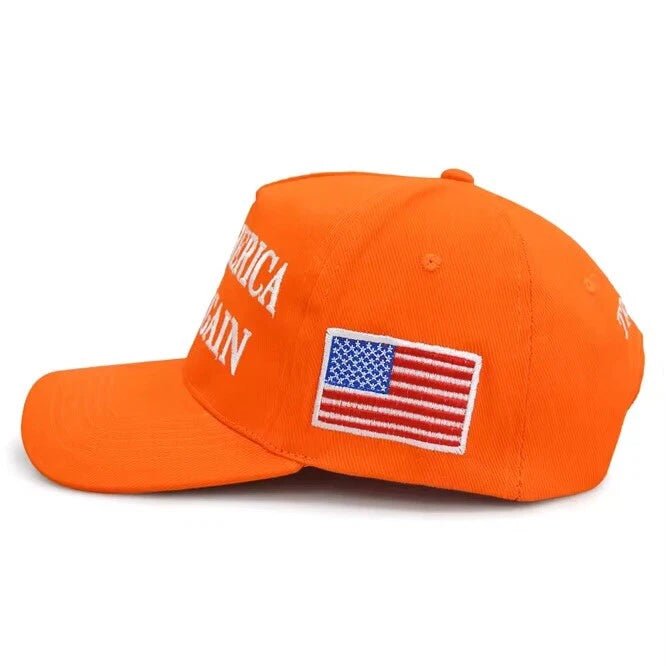 Premium Make America Great Again Embroidered Hat (Tangerine) 4 Sided Design - PatriotDepot.com