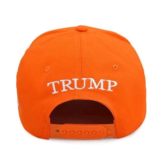 Premium Make America Great Again Embroidered Hat (Tangerine) 4 Sided Design - PatriotDepot.com