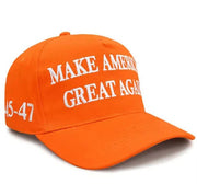 Premium Make America Great Again Embroidered Hat (Tangerine) 4 Sided Design - PatriotDepot.com