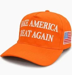 Premium Make America Great Again Embroidered Hat (Tangerine) 4 Sided Design - PatriotDepot.com