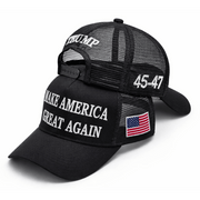 Premium Make America Great again Embroidered Trucker Hat (Black) 4 Sided Design - PatriotDepot.com