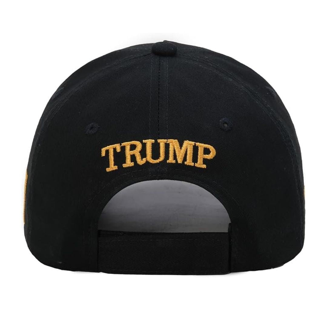 Premium Make America Great Again Never Surrender Embroidered Hat (Black/Gold) 4 Sided Design - PatriotDepot.com