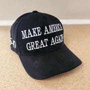 Premium Make America Great Again Never Surrender Embroidered Hat (Black/White) 4 - Sided Design - PatriotDepot.com