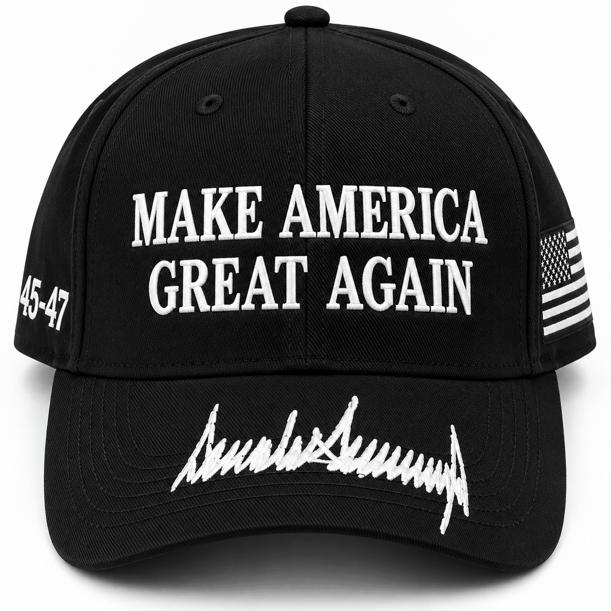 Premium Make America Great Again Trump Signature Embroidered 4-Sided Design Hat - PatriotDepot.com