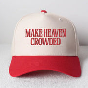 Premium Make Heaven Crowded Two - Tone Embroidered Canvas Hat (Red) - PatriotDepot.com