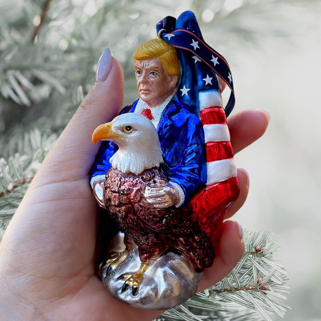 Premium President Trump Patriotic Glass Ornament - PatriotDepot.com