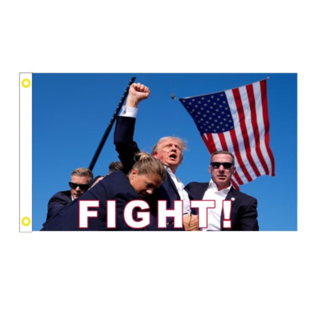 President Donald Trump "Fight!" 3'x5' Flag - PatriotDepot.com