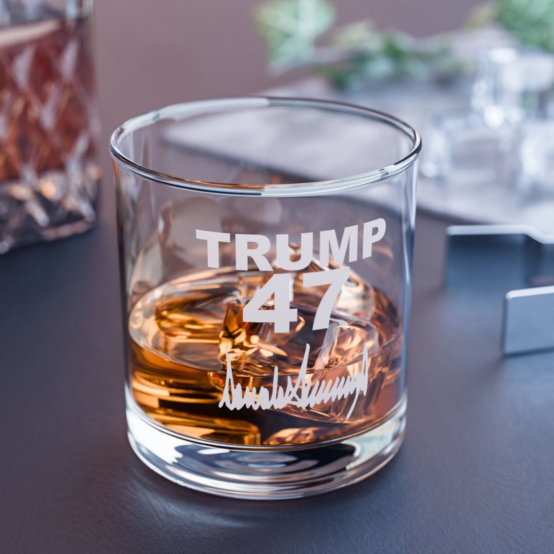 President Trump 47 Signature Rocks Glass - PatriotDepot.com