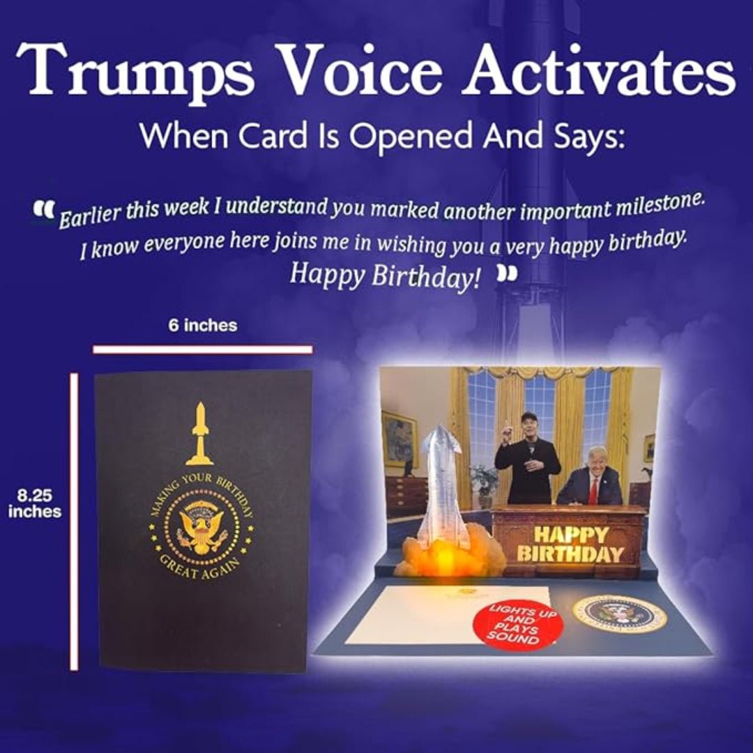 President Trump and Elon Talking Birthday Card with Authentic Voices - PatriotDepot.com